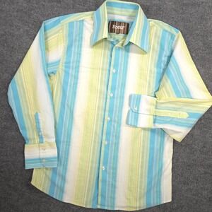 Roar Marlow Shirt Mens XL Blue Green Striped Stretch Long Sleeve Button Up